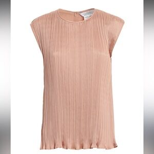 Max Mara $545 Urbino Pleated Salmon Pink Top Sz 8 Medium Sleeveless Blouse Top